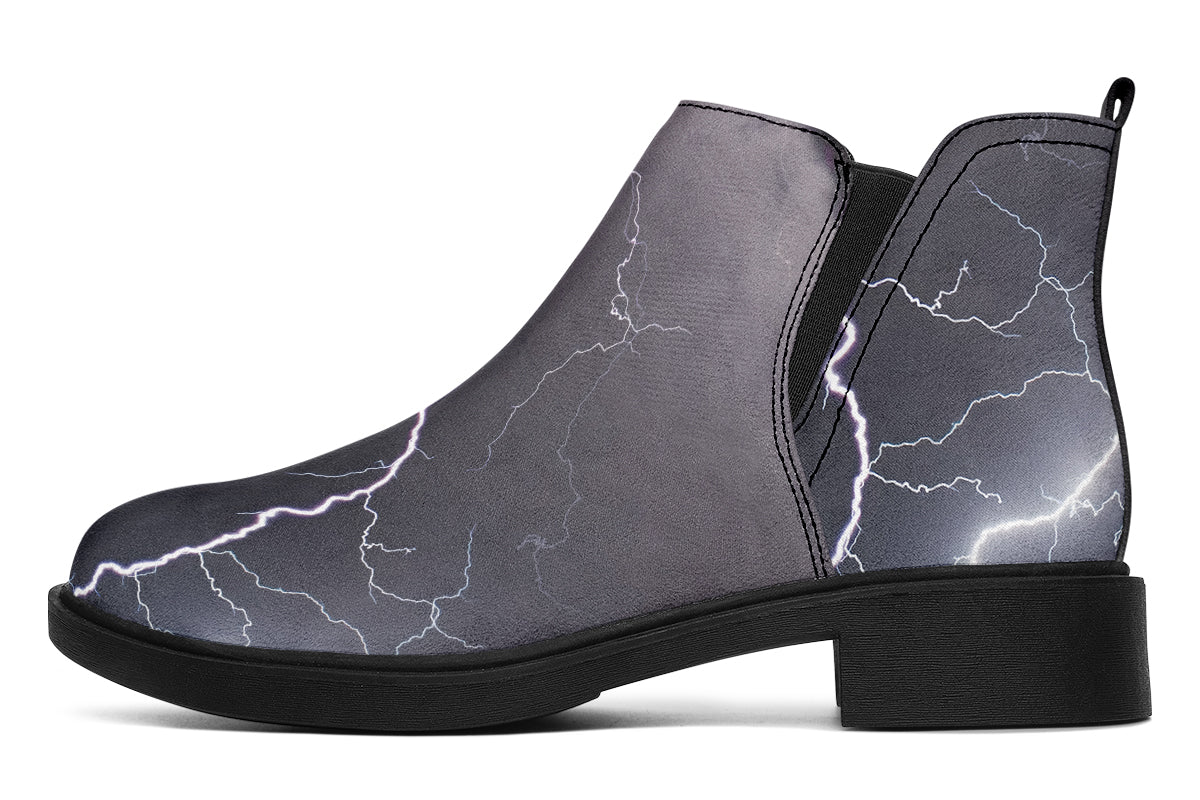 Lightning Crashes Ankle Boots Black Sole Offbeat Sweetie