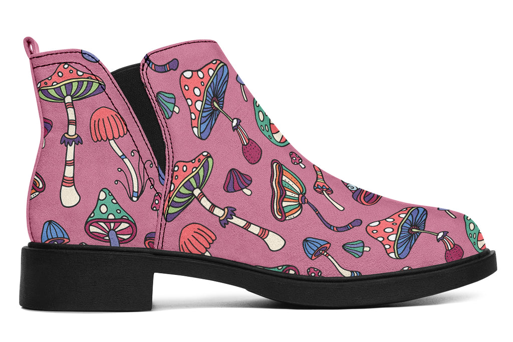 Mismatched Mushrooms Ankle Boots Offbeat Sweetie