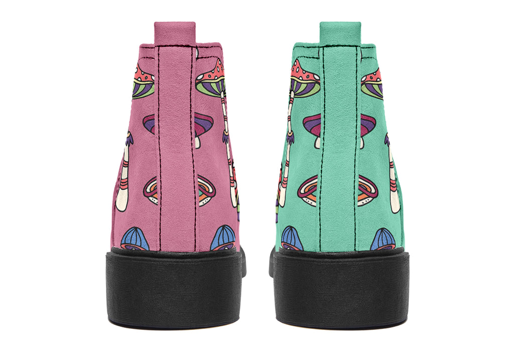 Mismatched Mushrooms Ankle Boots Offbeat Sweetie