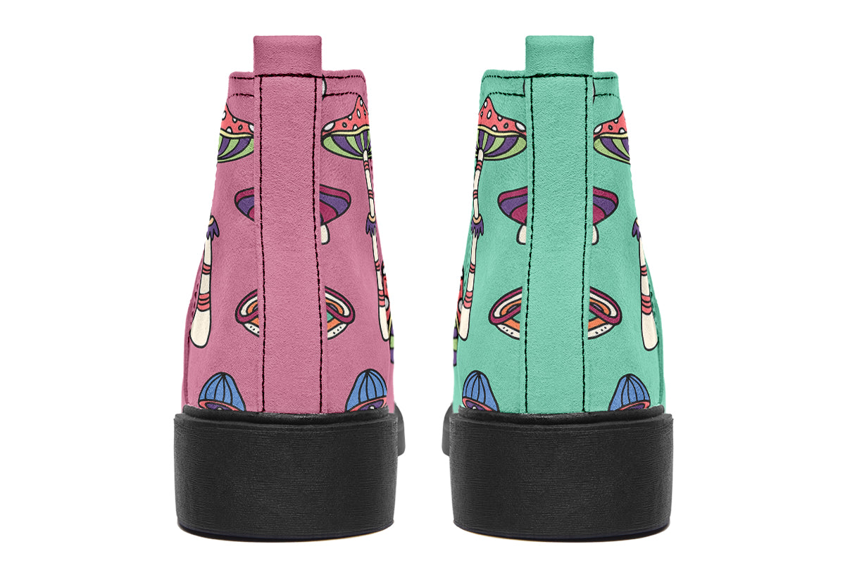 Mismatched Mushrooms Ankle Boots Offbeat Sweetie