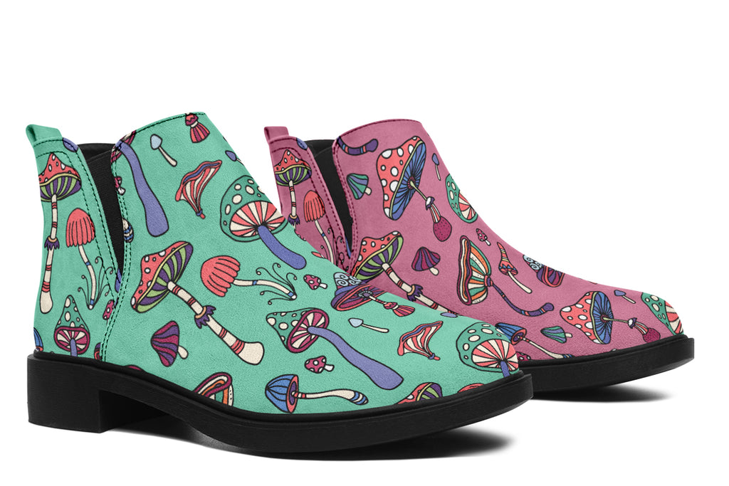 Mismatched Mushrooms Ankle Boots Offbeat Sweetie