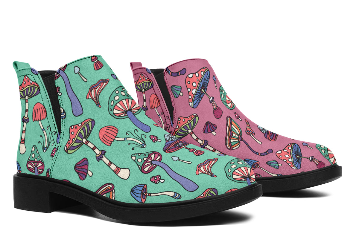 Mismatched Mushrooms Ankle Boots Offbeat Sweetie