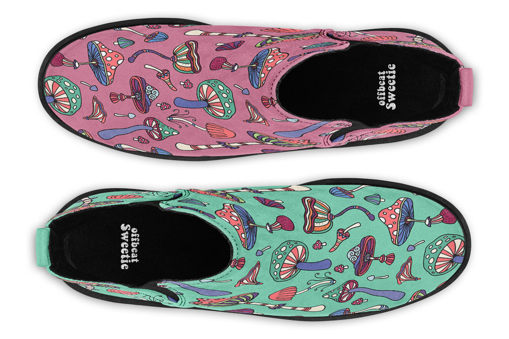 Mismatched Mushrooms Ankle Boots Offbeat Sweetie