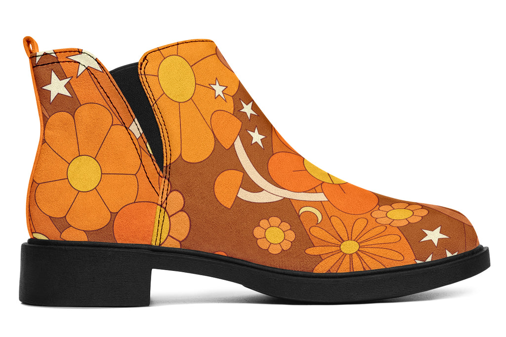 Molly's Mismatched Retro Daisies Ankle Boots Offbeat Sweetie