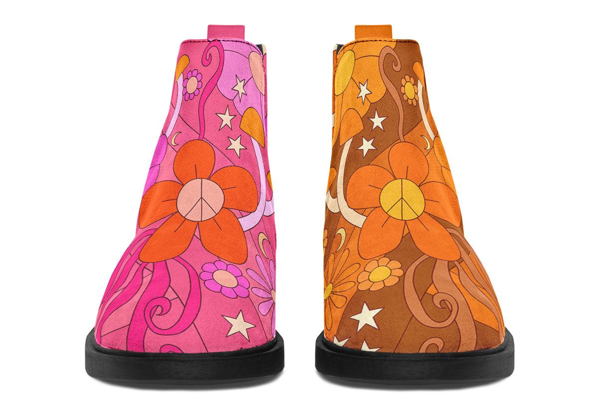 Molly's Mismatched Retro Daisies Ankle Boots Offbeat Sweetie