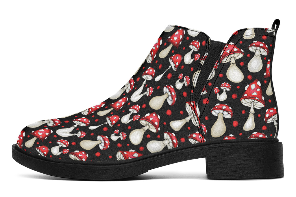 Mushrooms Ankle Boots Black Sole Offbeat Sweetie