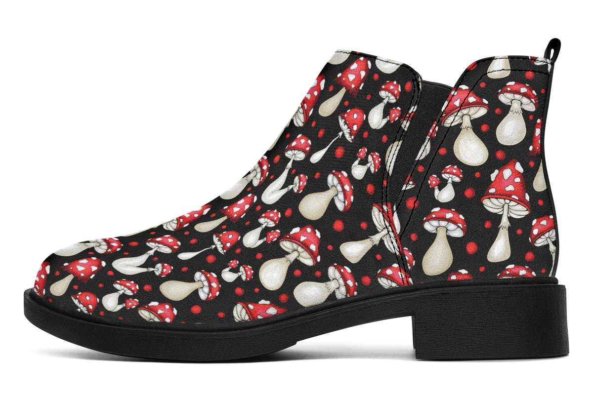 Mushrooms Ankle Boots Black Sole Offbeat Sweetie