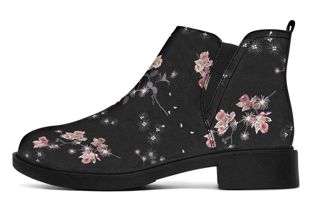 Night Garden Ankle Boots Black Sole Offbeat Sweetie