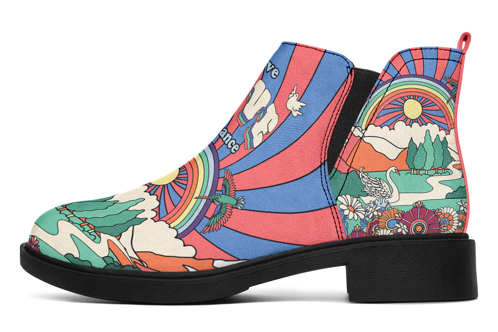 Peace And Love Ankle Boots Black Sole Offbeat Sweetie