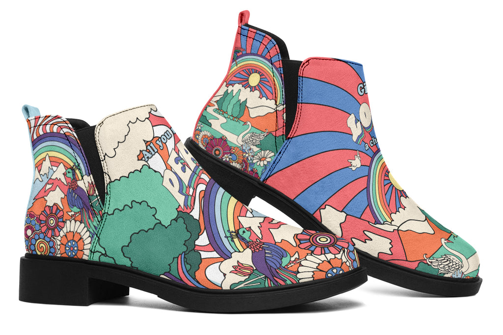 Peace And Love Ankle Boots Offbeat Sweetie