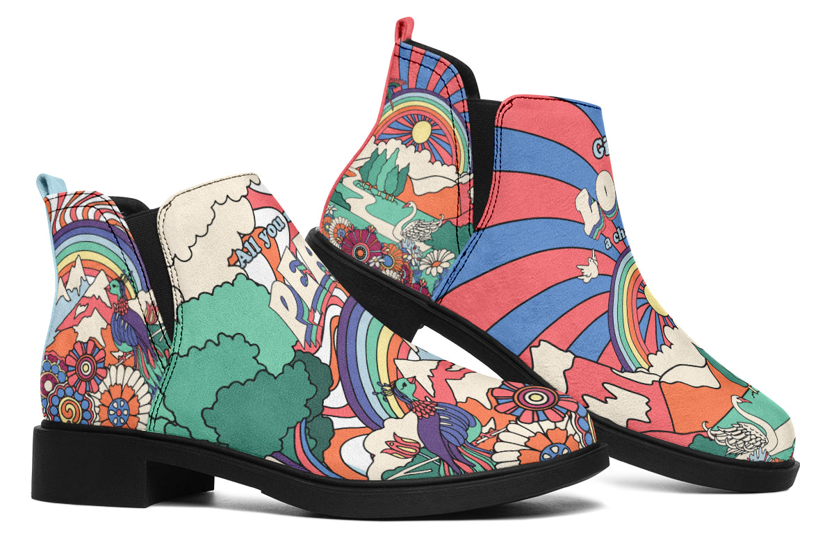 Peace And Love Ankle Boots Offbeat Sweetie