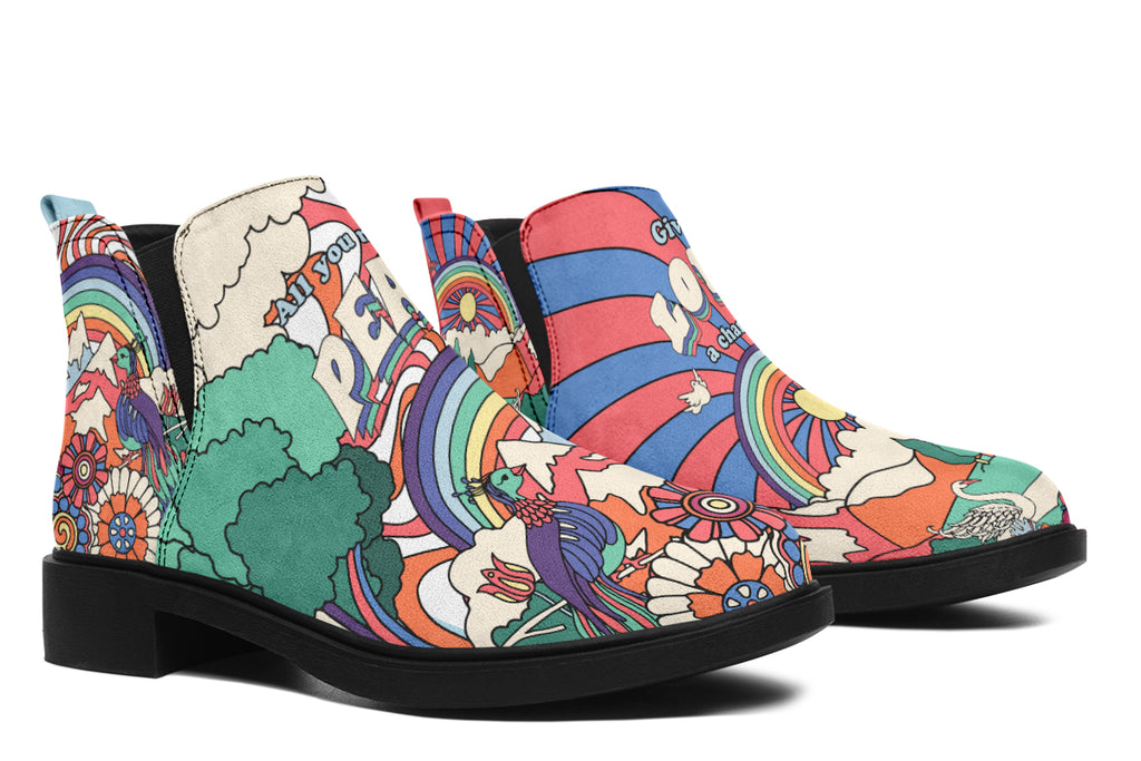Peace And Love Ankle Boots Offbeat Sweetie