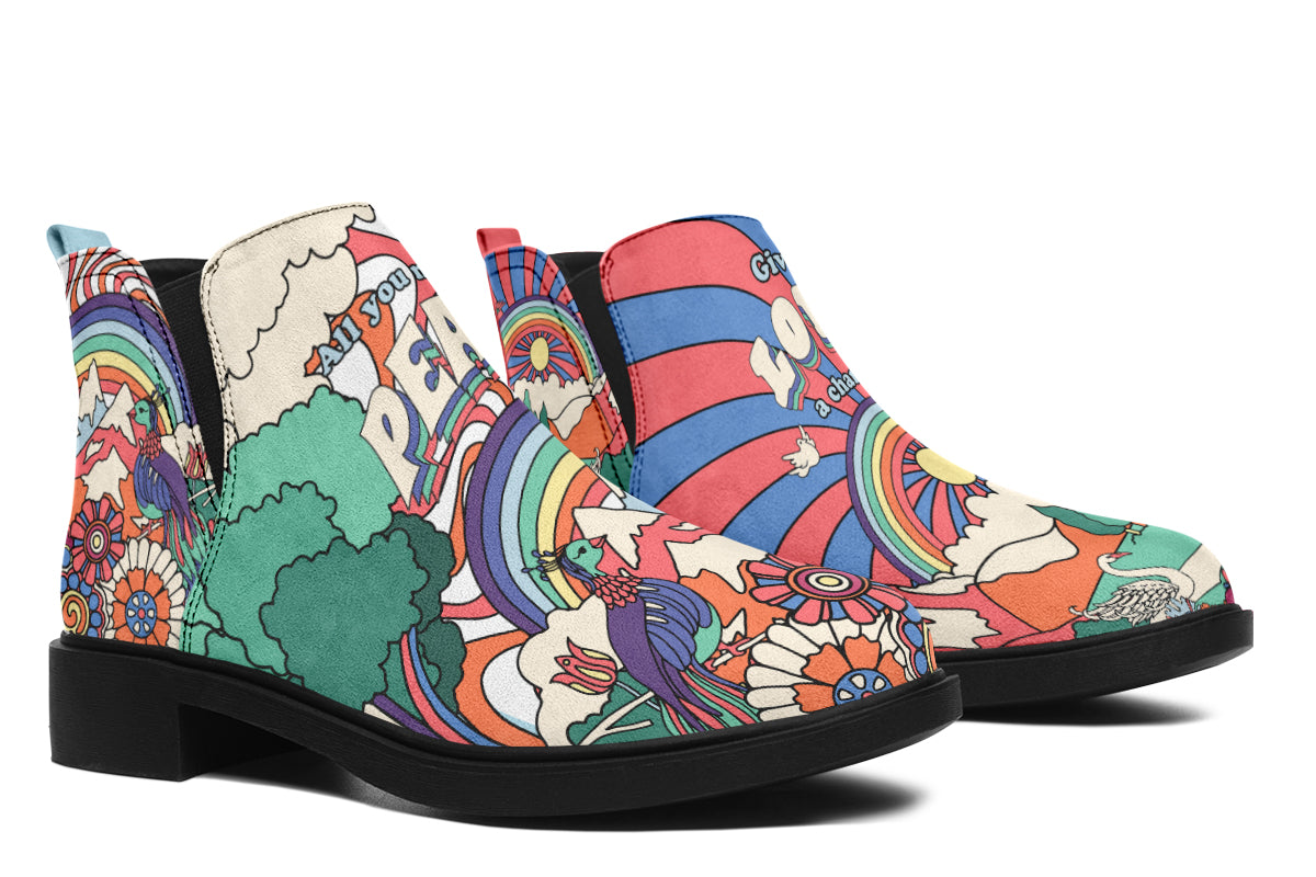 Peace And Love Ankle Boots Offbeat Sweetie