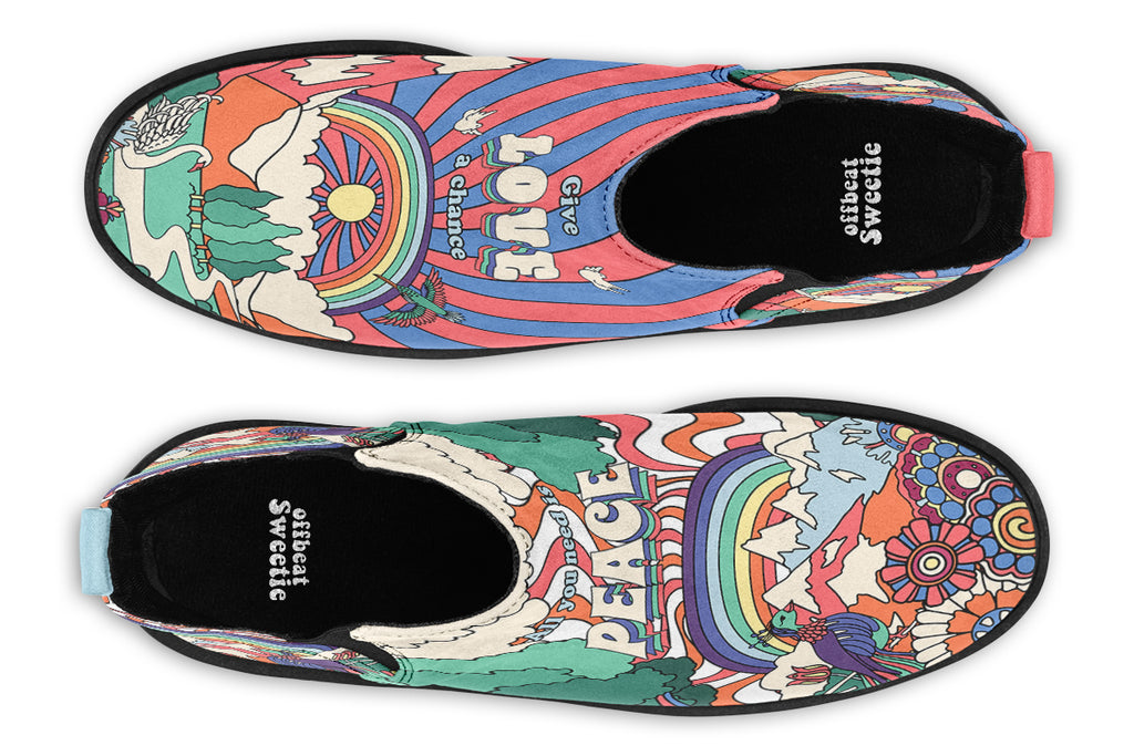 Peace And Love Ankle Boots Offbeat Sweetie