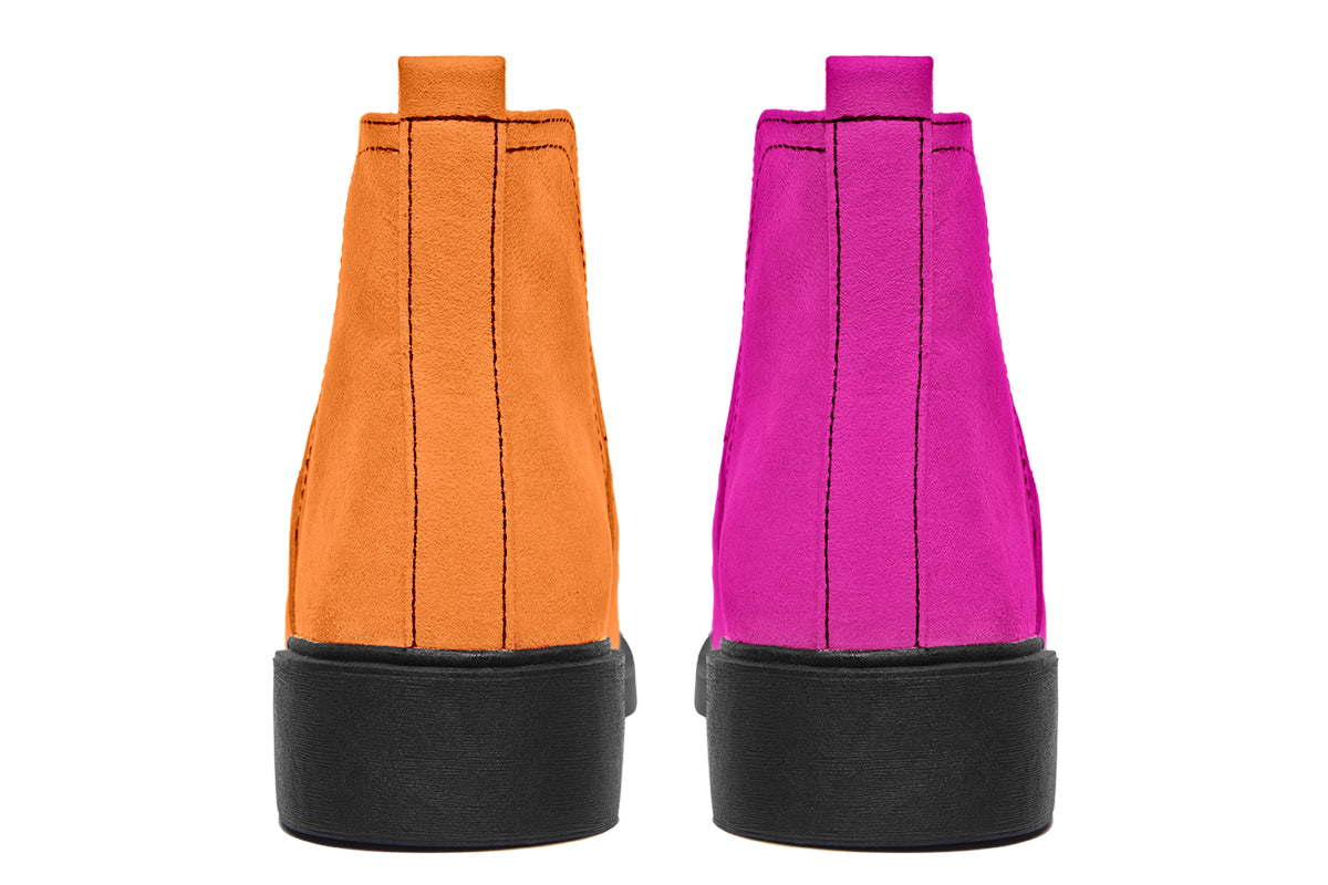 Pink And Orange Mismatch Ankle Boots Offbeat Sweetie