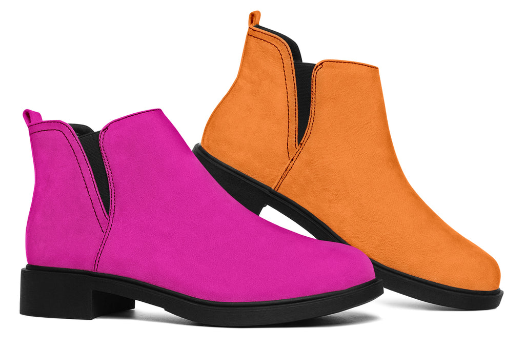 Pink And Orange Mismatch Ankle Boots Offbeat Sweetie