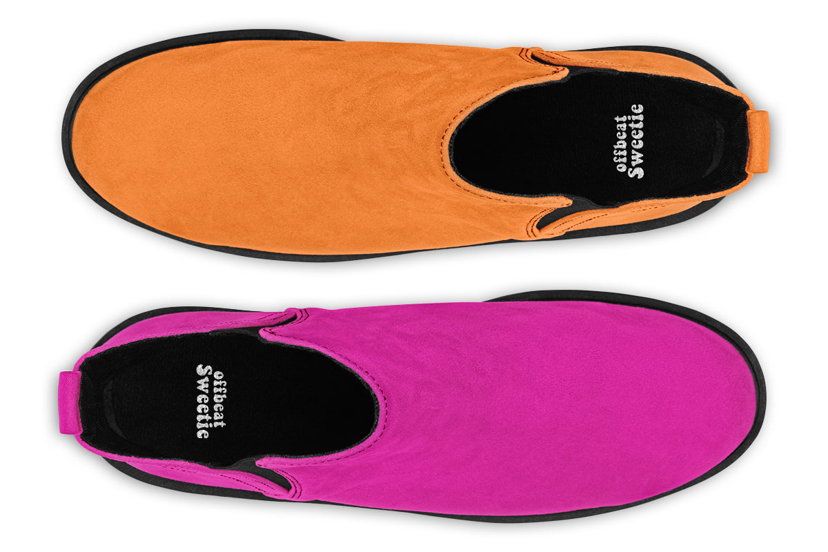 Pink And Orange Mismatch Ankle Boots Offbeat Sweetie