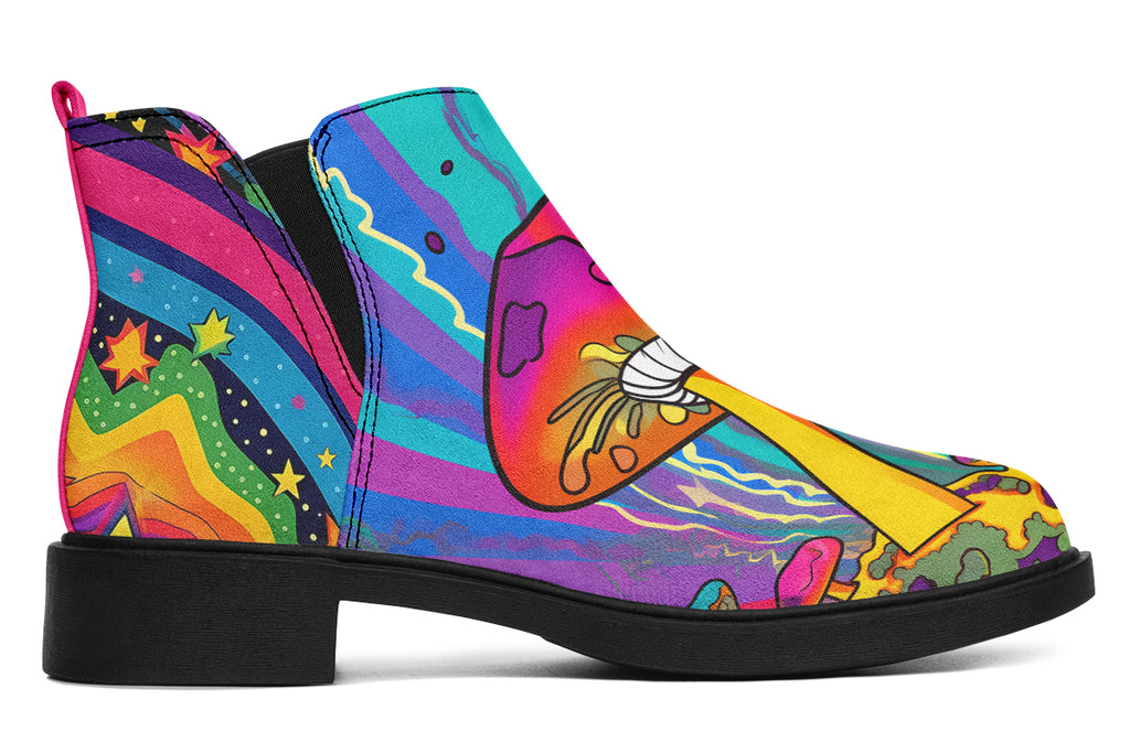 Psychedelic Mushies Ankle Boots Offbeat Sweetie