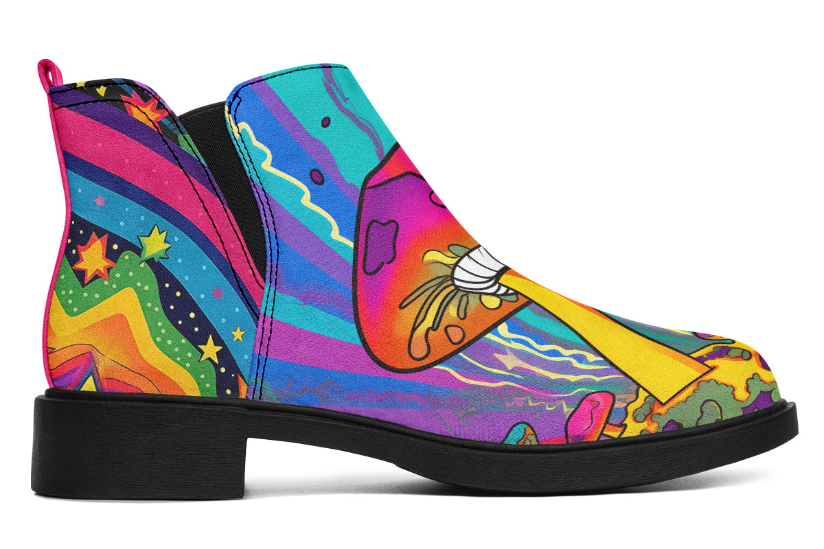 Psychedelic Mushies Ankle Boots Offbeat Sweetie