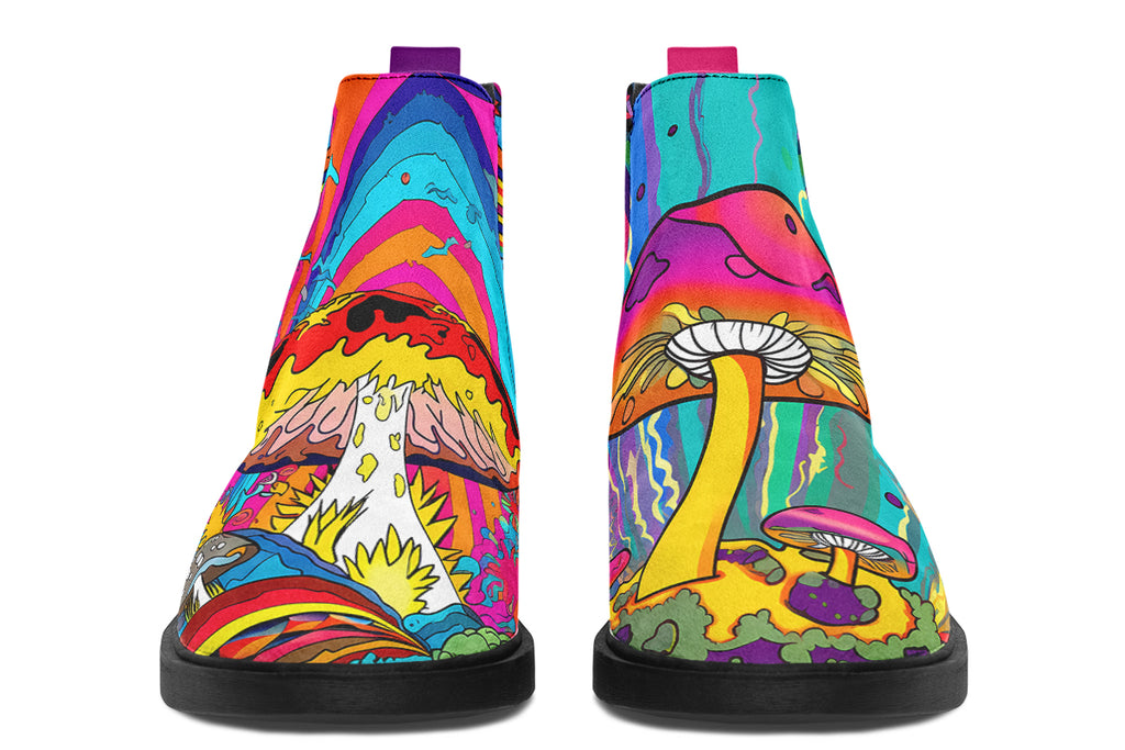 Psychedelic Mushies Ankle Boots Offbeat Sweetie