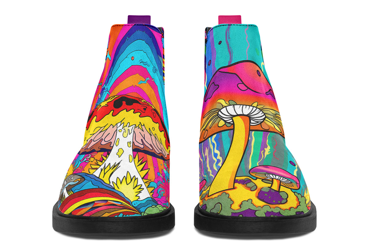 Psychedelic Mushies Ankle Boots Offbeat Sweetie