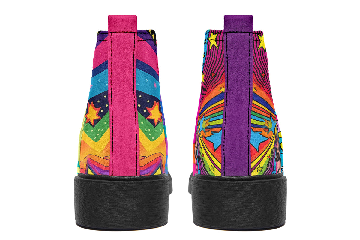 Psychedelic Mushies Ankle Boots Offbeat Sweetie