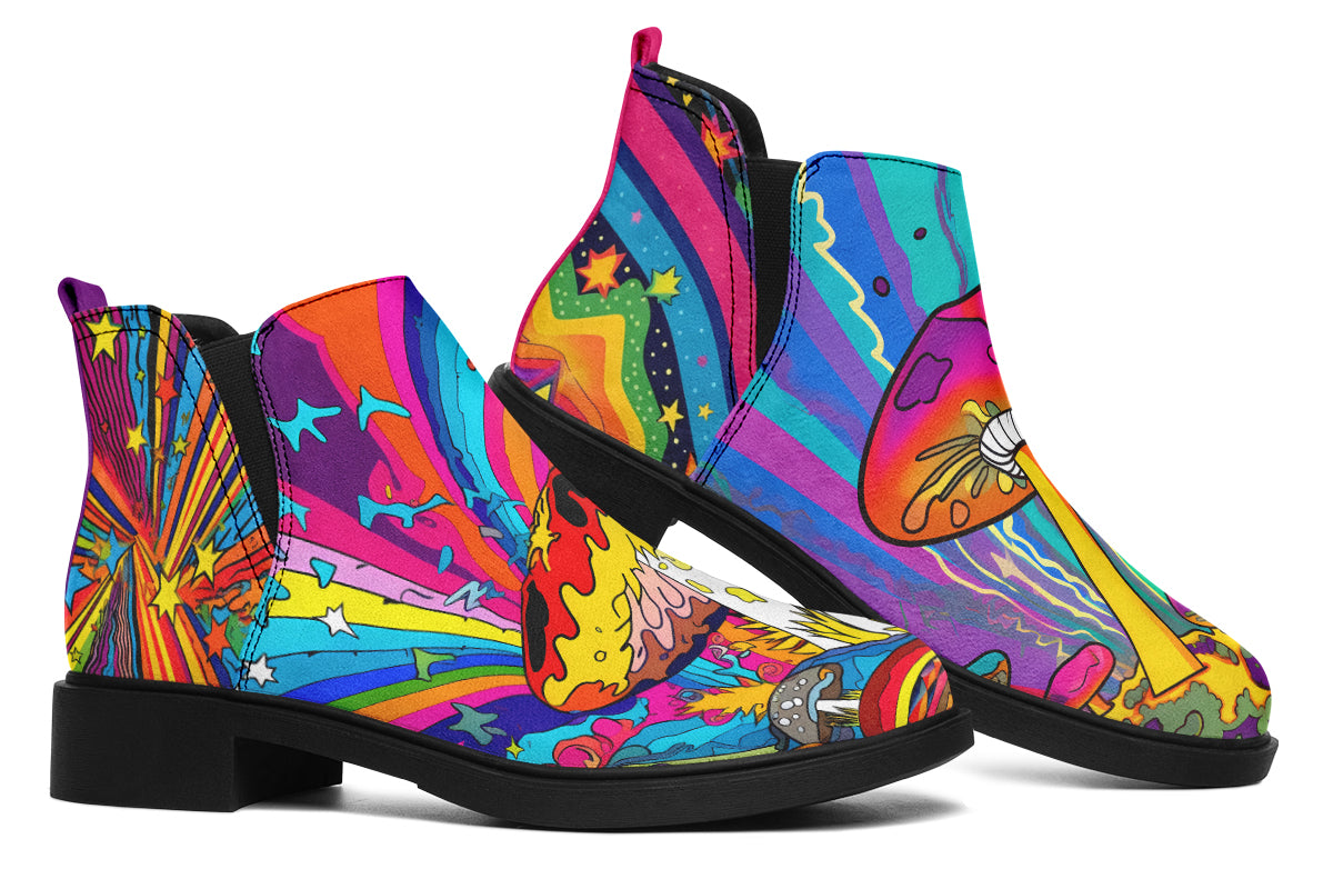 Psychedelic Mushies Ankle Boots Offbeat Sweetie