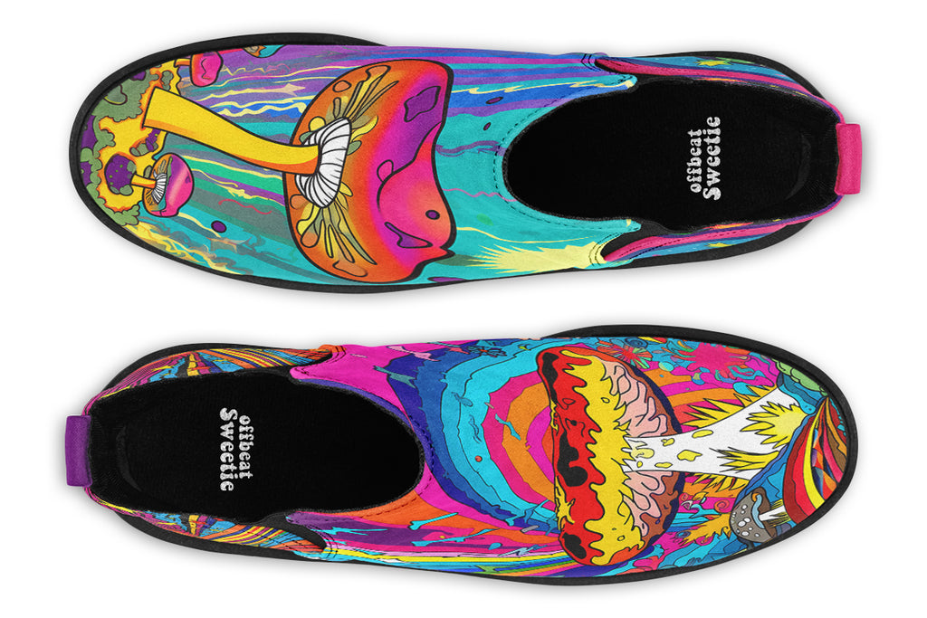 Psychedelic Mushies Ankle Boots Offbeat Sweetie