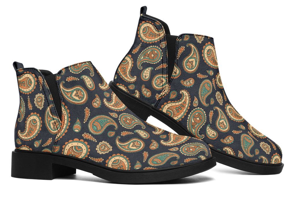 Retro Paisley Ankle Boots Offbeat Sweetie