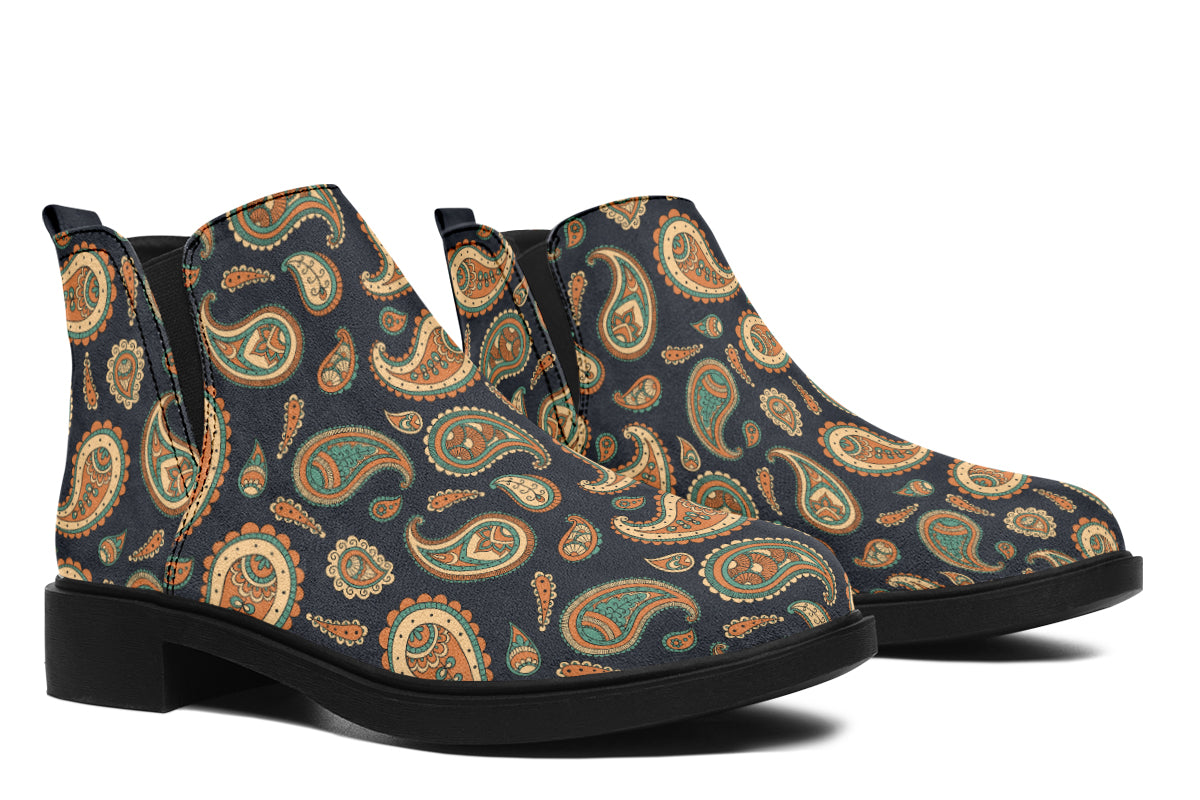 Retro Paisley Ankle Boots Offbeat Sweetie