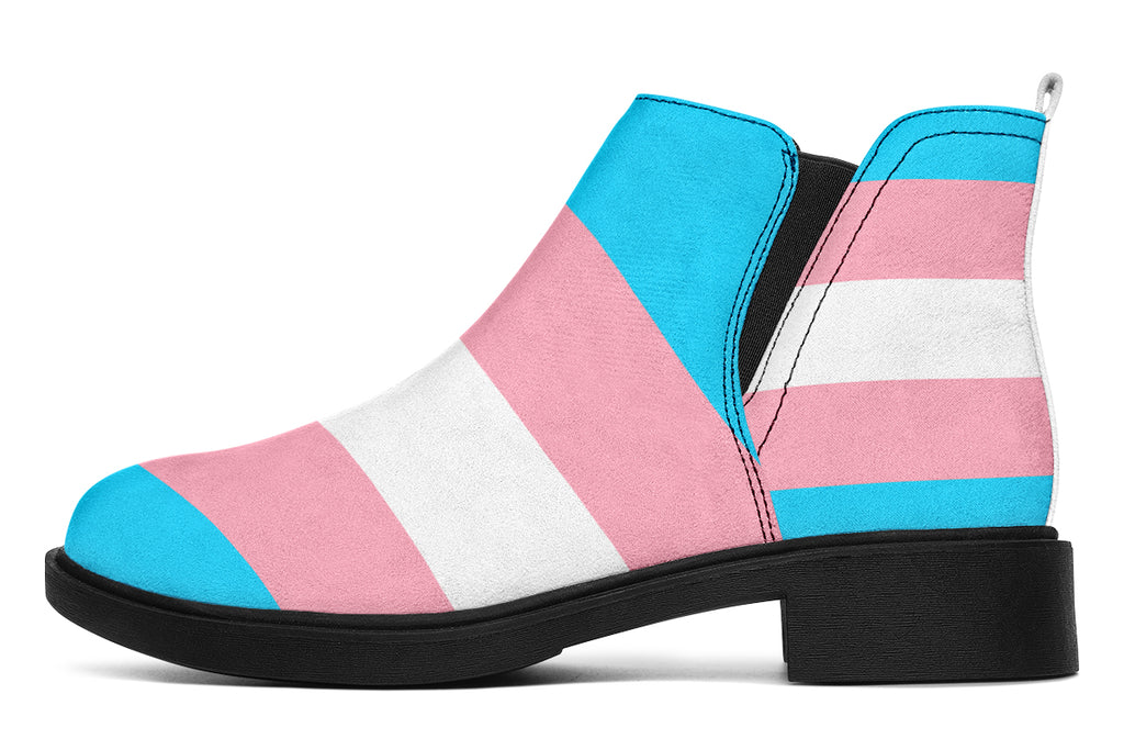 Trans Flag Ankle Boots Black Sole Offbeat Sweetie