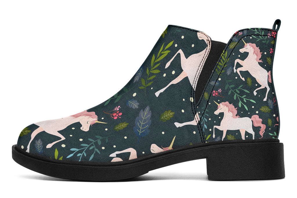 Unicorn Garden Ankle Boots Black Sole Offbeat Sweetie