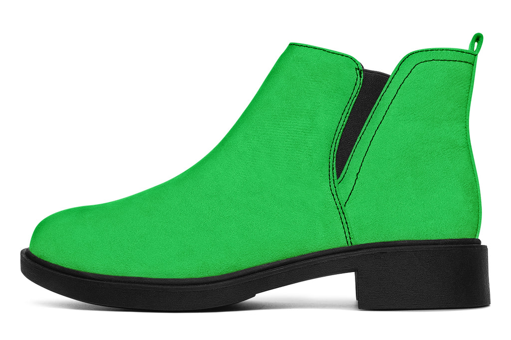 Yellow And Green Mismatch Ankle Boots Black Sole Offbeat Sweetie