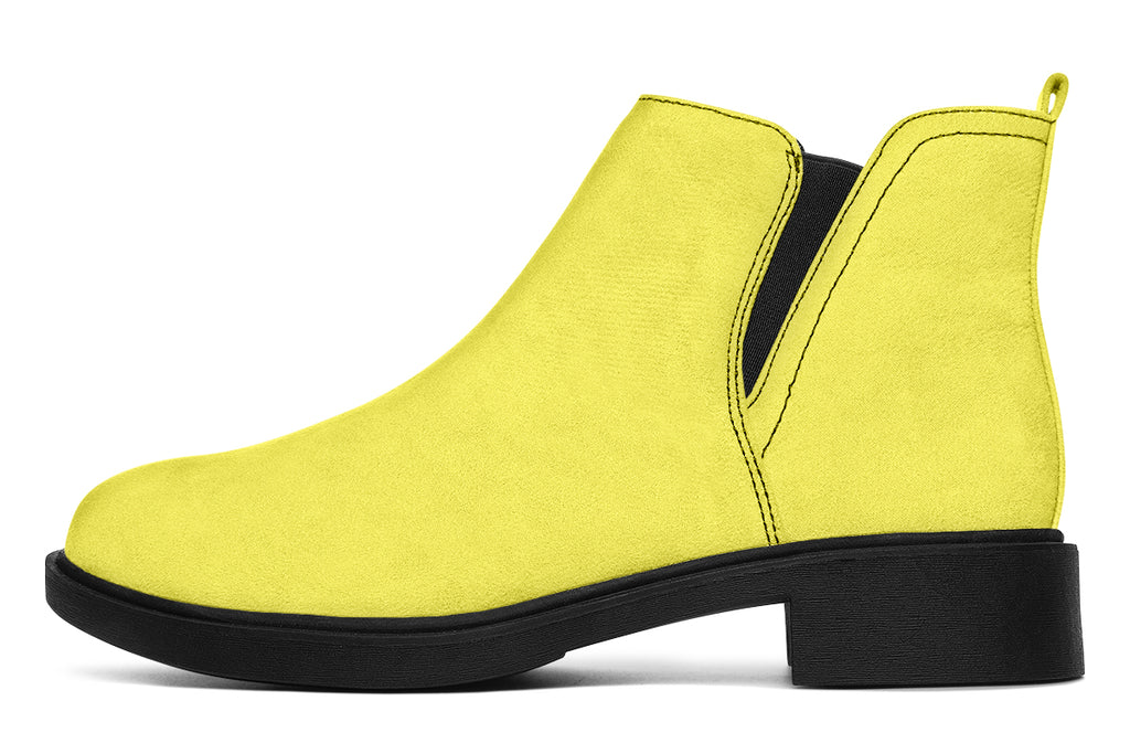 Yellow And Purple Mismatch Ankle Boots Black Sole Offbeat Sweetie