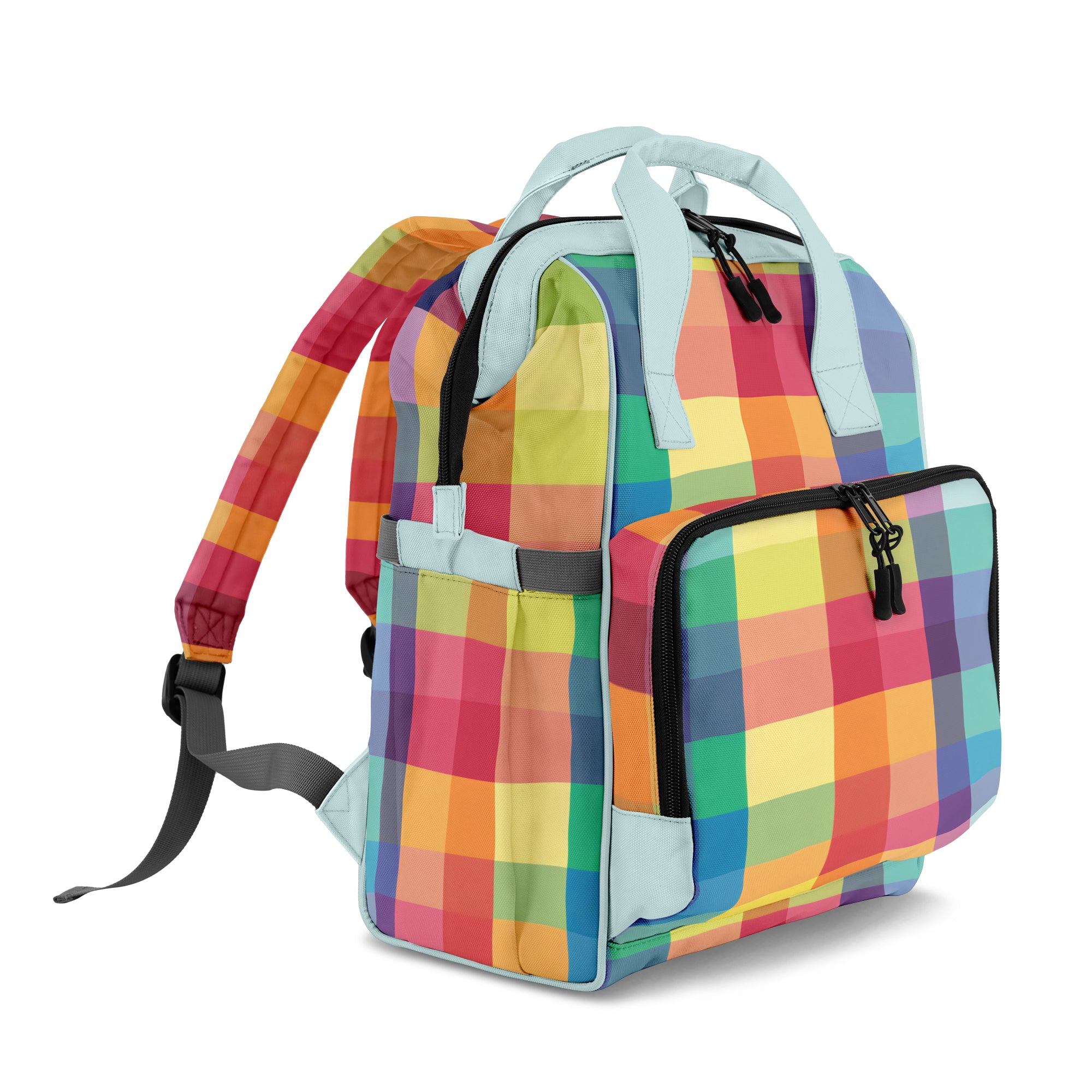 Happy Rainbow Plaid Backpack