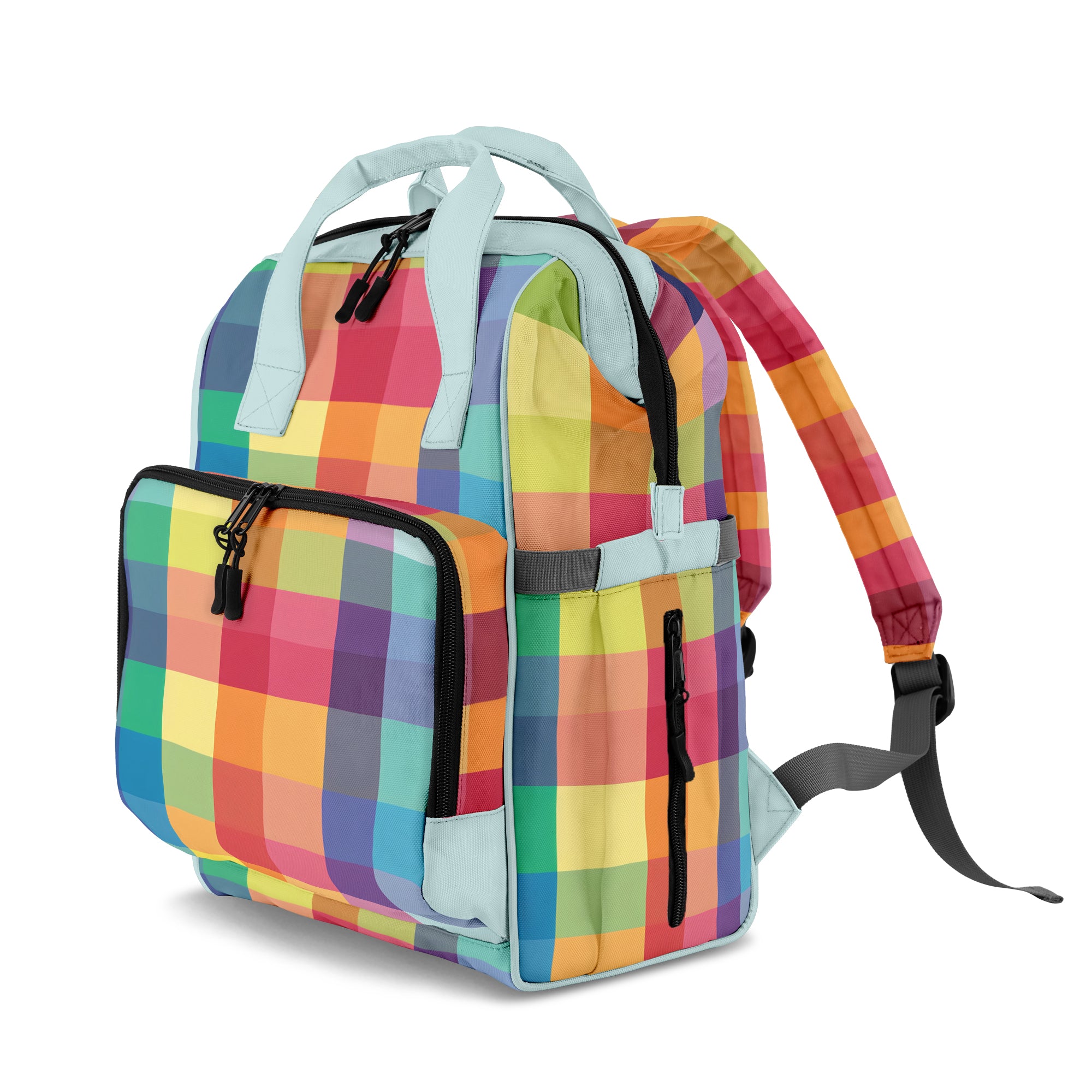 Happy Rainbow Plaid Backpack