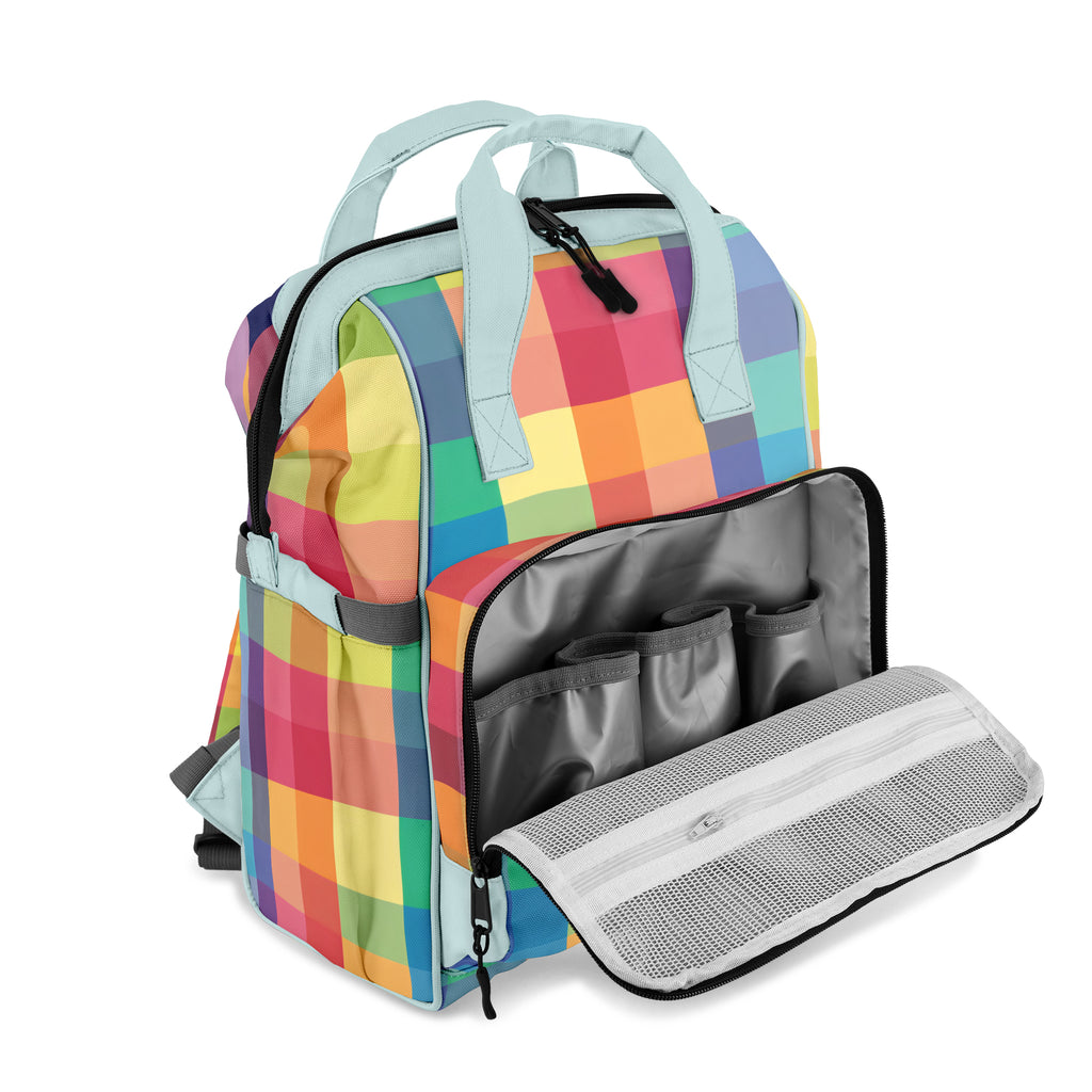 Happy Rainbow Plaid Backpack