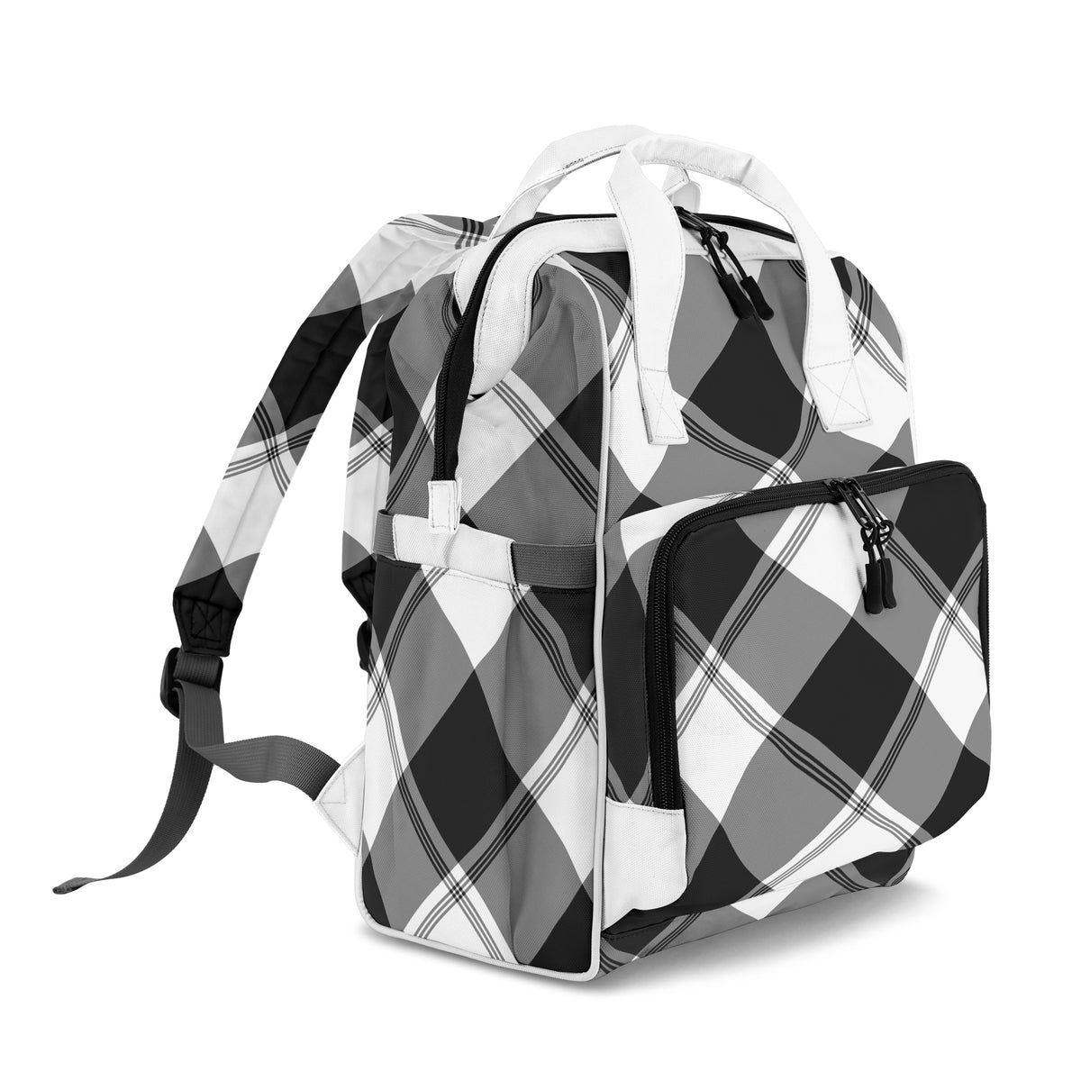 Black And White Plaid Backpack
