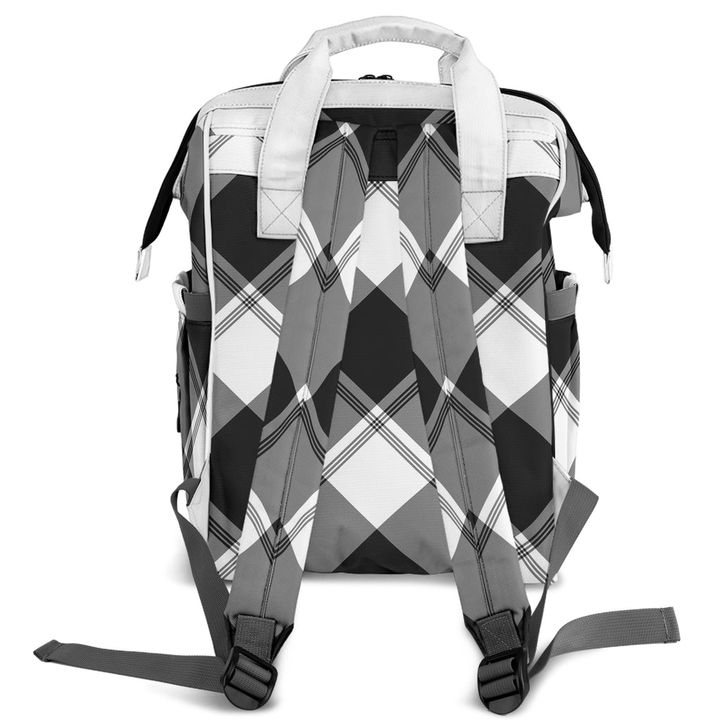 Black And White Plaid Backpack