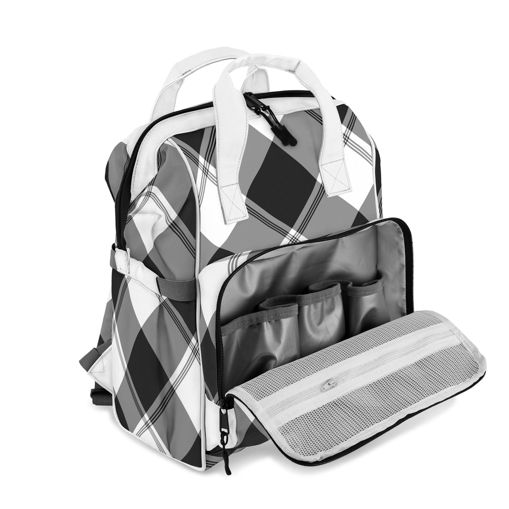 Black And White Plaid Backpack