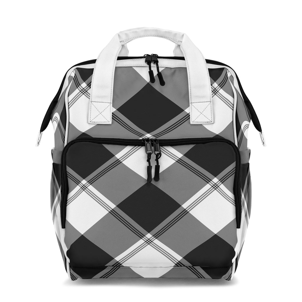 Black And White Plaid Backpack