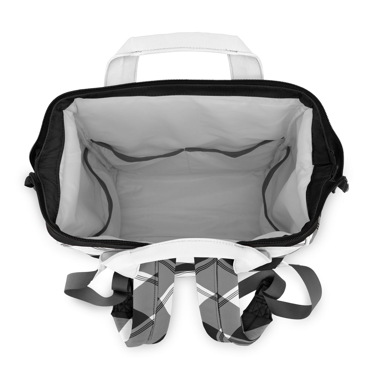 Black And White Plaid Backpack