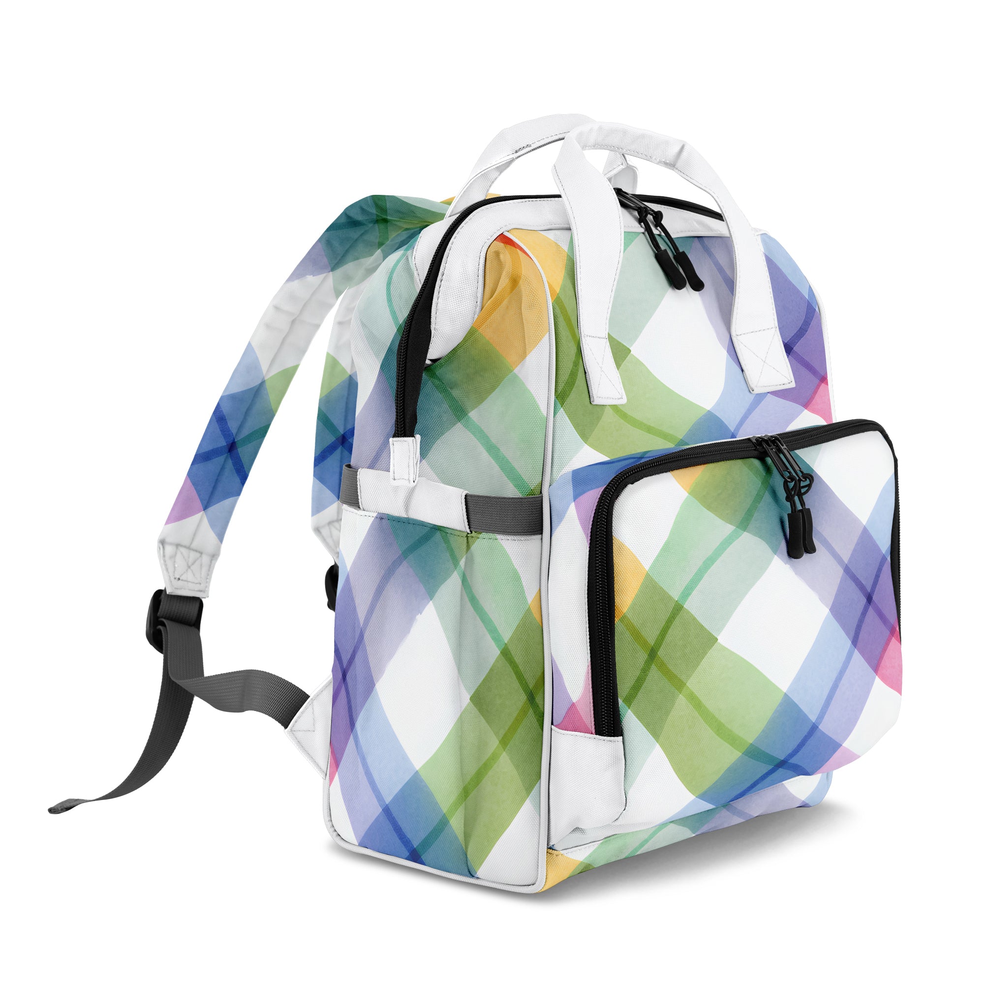 Watercolour Rainbow Plaid Backpack