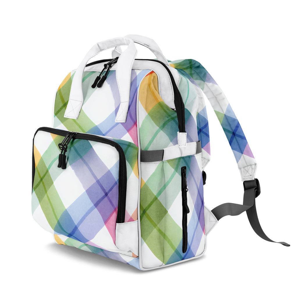 Watercolour Rainbow Plaid Backpack