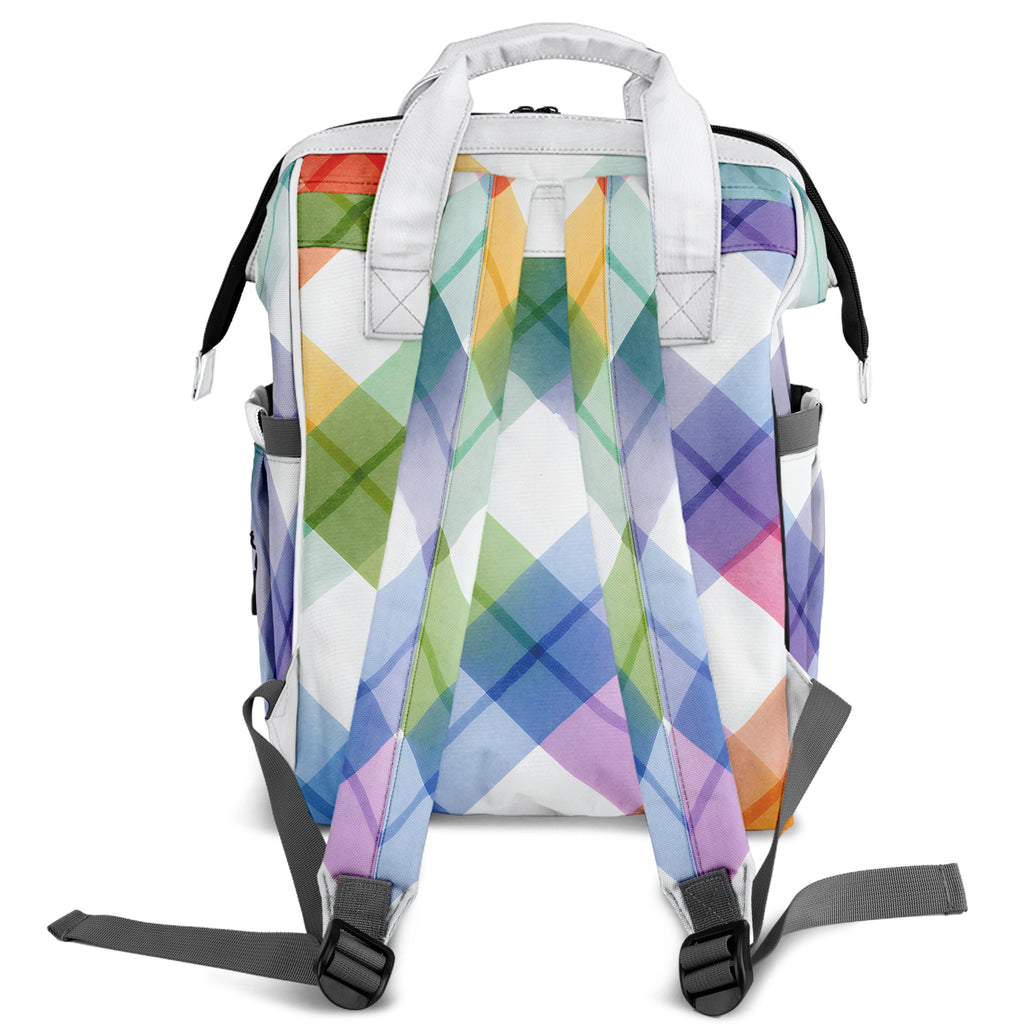 Watercolour Rainbow Plaid Backpack