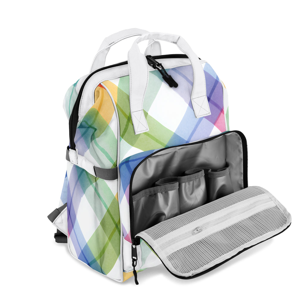 Watercolour Rainbow Plaid Backpack