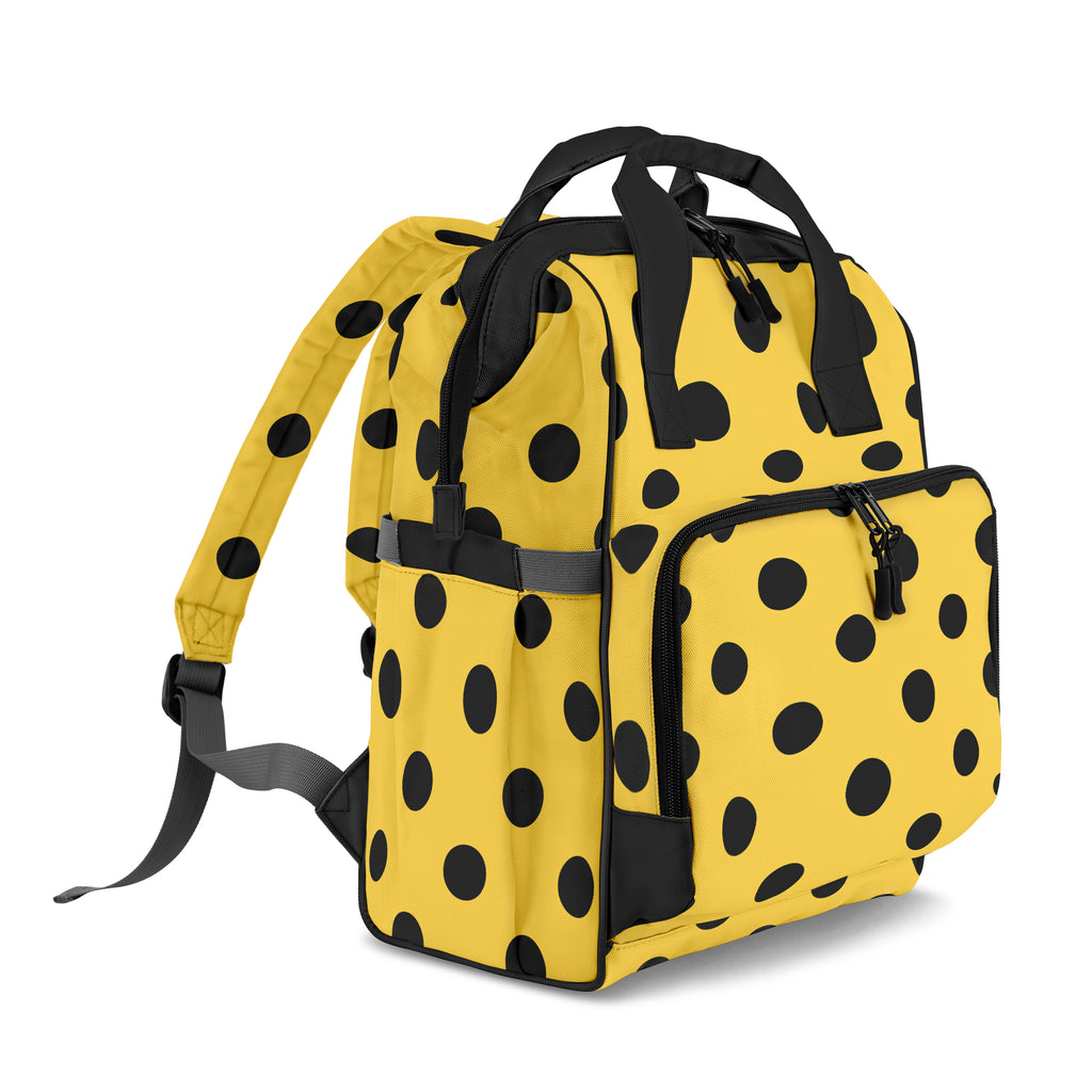 Yellow And Black Polka Dot Backpack