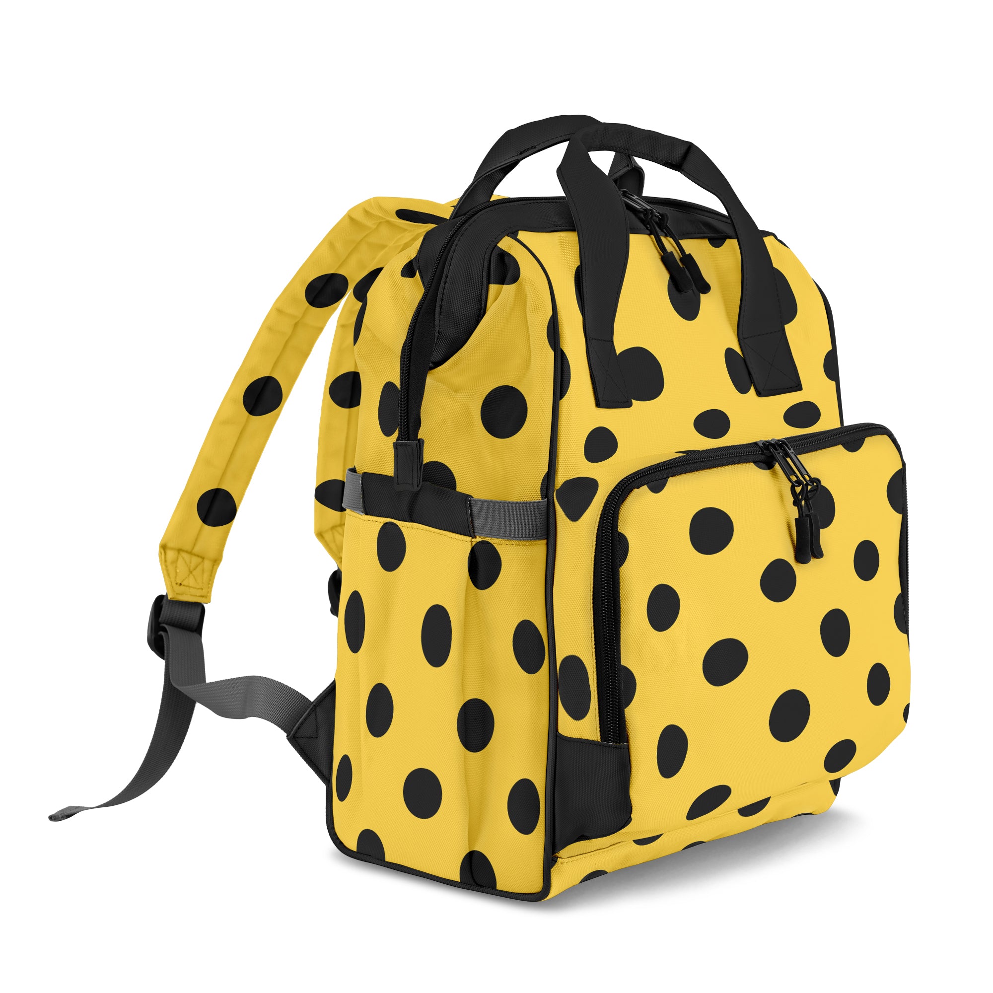 Yellow And Black Polka Dot Backpack