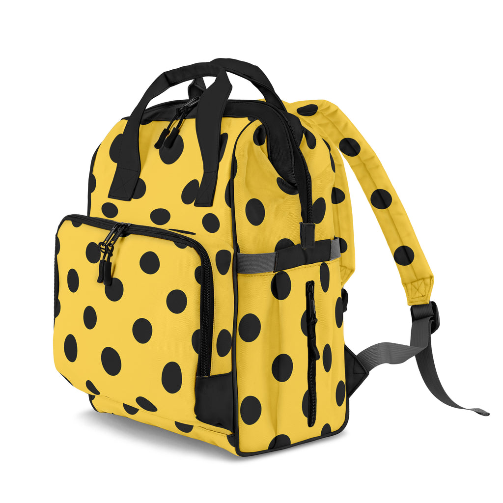Yellow And Black Polka Dot Backpack