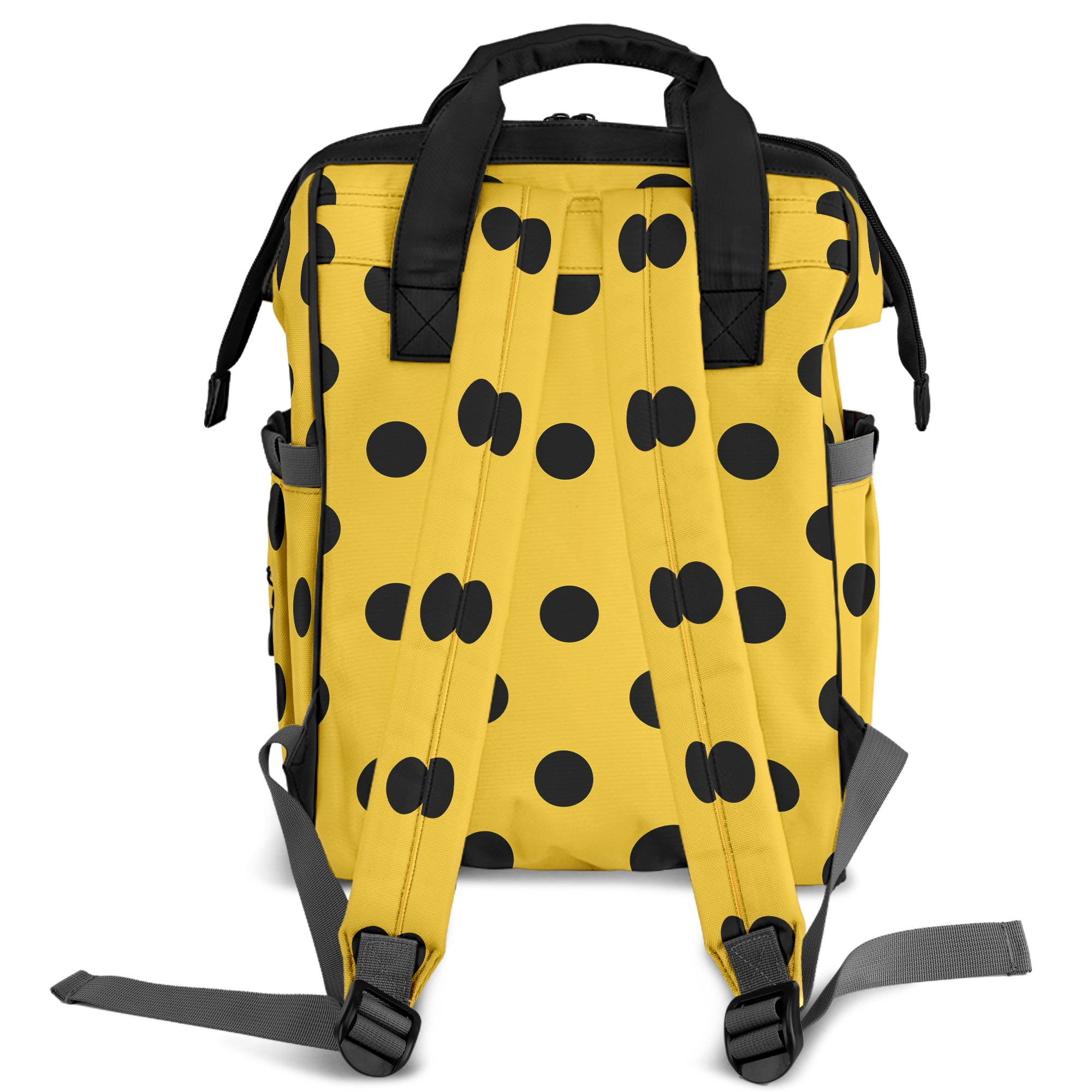 Yellow And Black Polka Dot Backpack